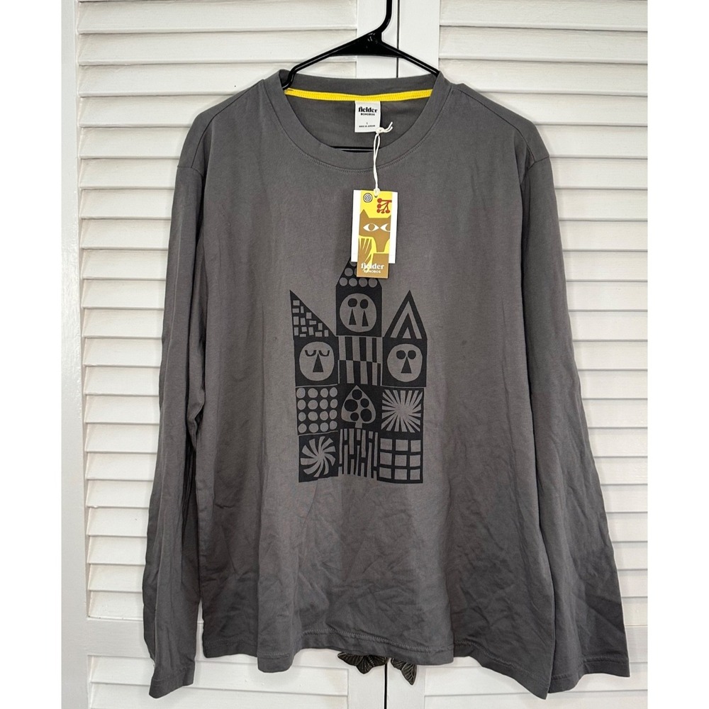 NWT Fielder Bonobos Size L Gray Adam Higton Geometric Print Long Sleeve‎ Shirt